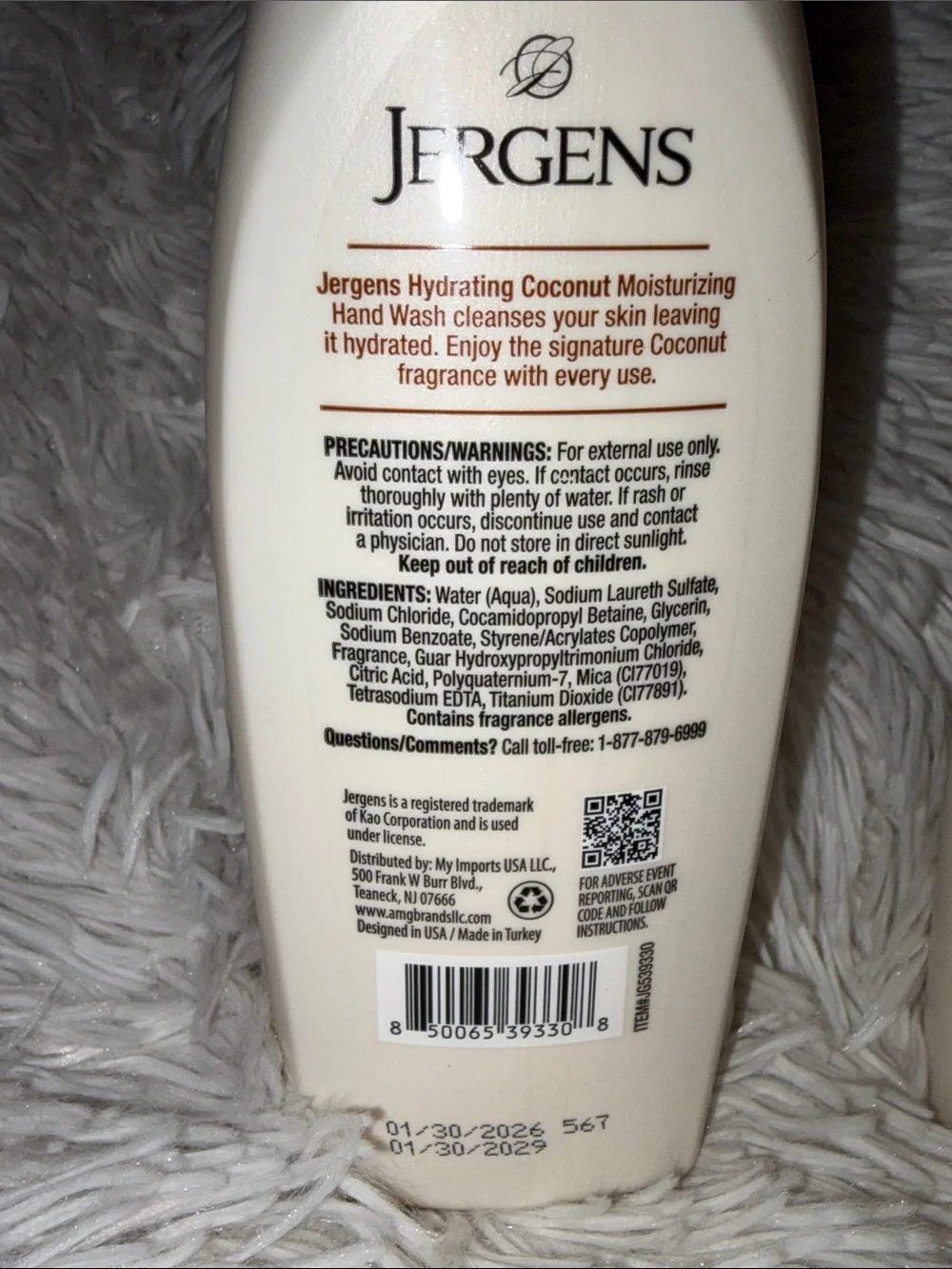 Jergens Moisturizing Hand Wash Hydrating Coconut 8.45 fl.oz Each (2pk)
